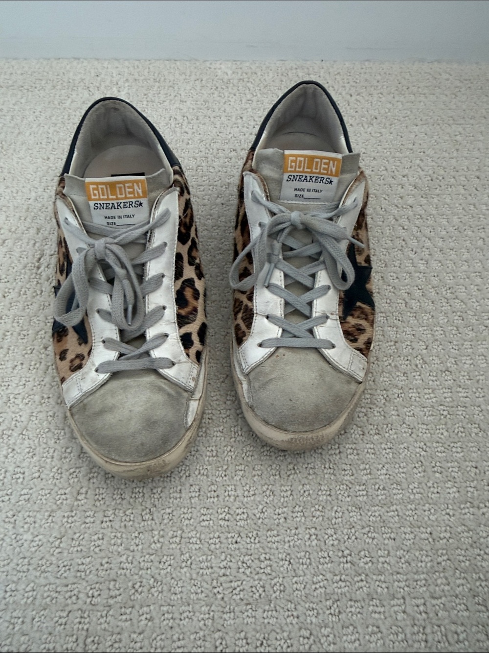 Golden Goose Leopard-Panel Low-Top Sneakers in Tan/Black